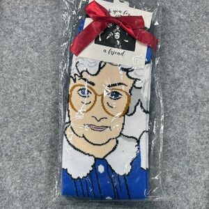 Red Ribbon Golden Girls Sophia Blue and White tall Graphic Socks